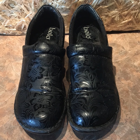 BOLO black paisley print slip on clogs - Picture 11 of 11